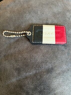 Coach Large Leather Hangtag Tricolor Black White Red